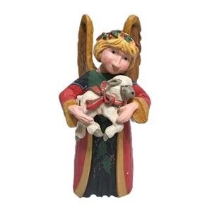 House Of Hatten Folk Art Angel Lamb Figurine 16" Christmas 1994 Nativity Vintage